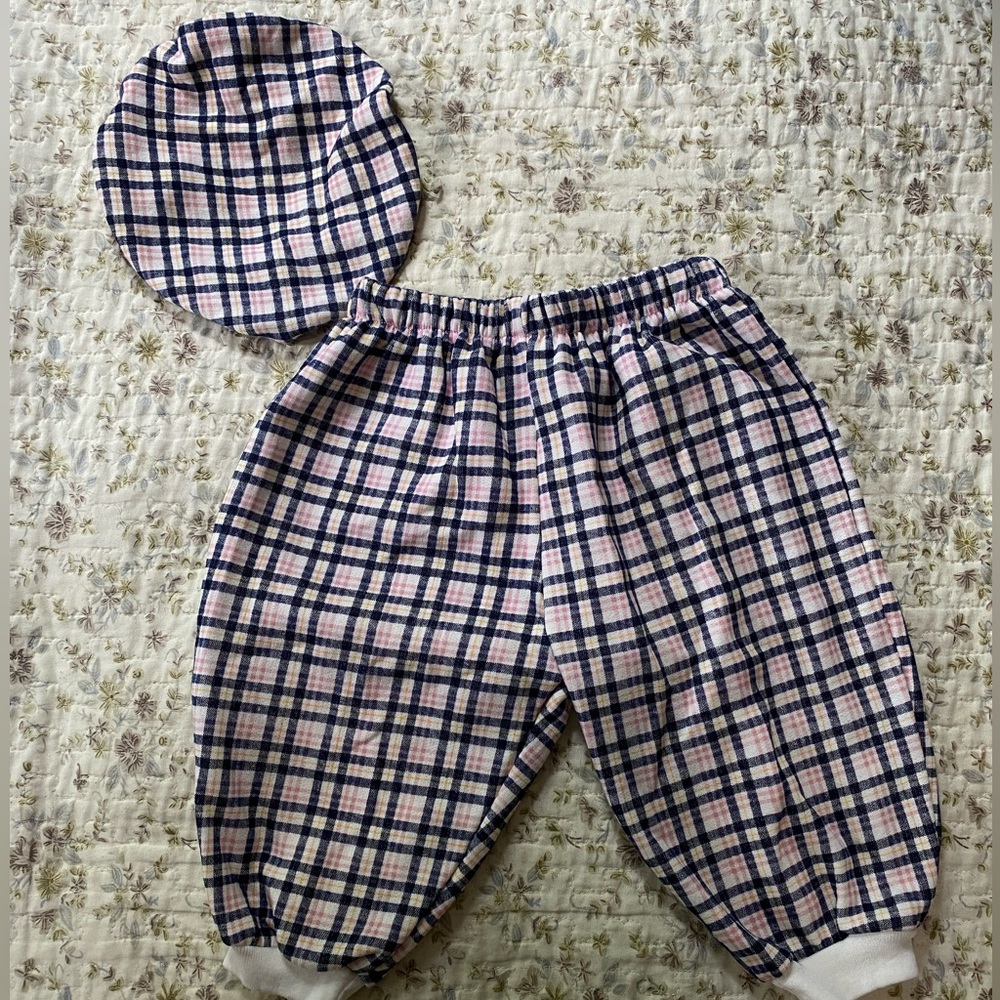 Plaid Baby Pants and Hat Set
